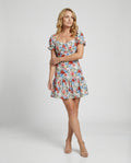 Damen Sommerkleid mit Puffärmeln kurz