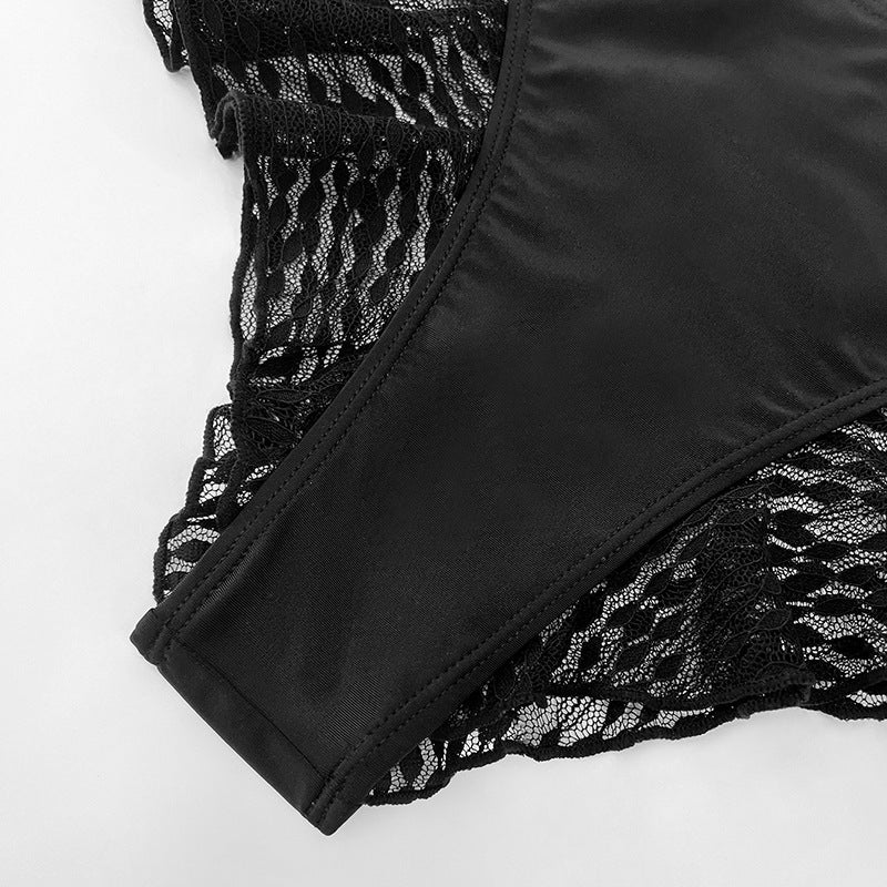 Damen Hochtailliertes Badehöschen mit transparentem Rüschendetail R&B