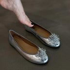 Damen Ballerina mit luxuriösem Blütenakzent