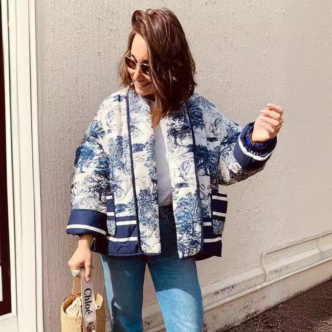 Damen Steppjacke mit modischem Muster und praktischen Taschen R&B