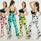 Damen Flared Yoga-Leggings mit einzigartigem Batikmuster