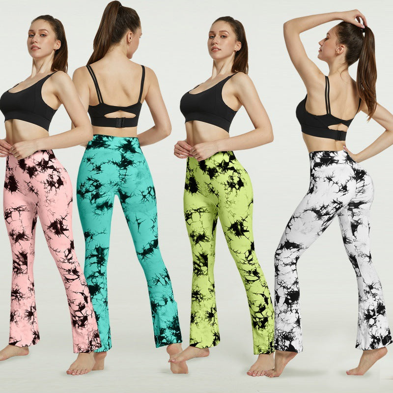 Damen Flared Yoga-Leggings mit einzigartigem Batikmuster