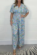 Damen Fließendes Jumpsuit mit elegantem Paisleymuster und Taillierung