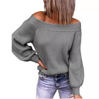 Damen Off-Shoulder Pullover mit voluminösen Ärmeln R&B