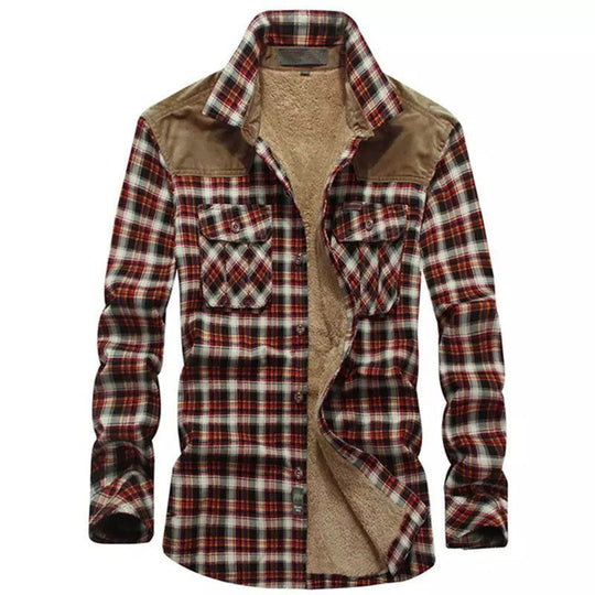 Herren warme Flanellhemdjacke mit gefütterten Taschen R&B