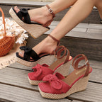 Damen Wedge-Sandaletten mit dekorativem Schleifen-Design und komfortablem Fußbett R&B