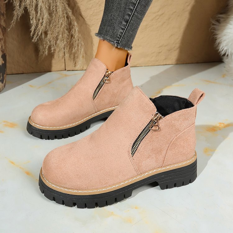 Damen lässige Stiefeletten mit seitlichem Reißverschluss und rutschfester Sohle R&B