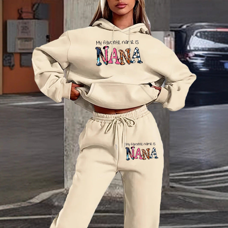 Damen Jogginganzug mit kreativem Schriftzug und bequemer Passform R&B