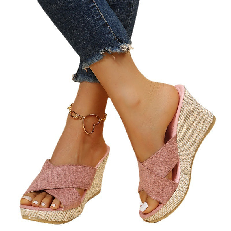 Damen Wedge-Sandalen mit elegantem Kreuzband und leichtem Fußbett R&B
