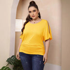 Damen legere Bluse mit Faltenwurf R&B