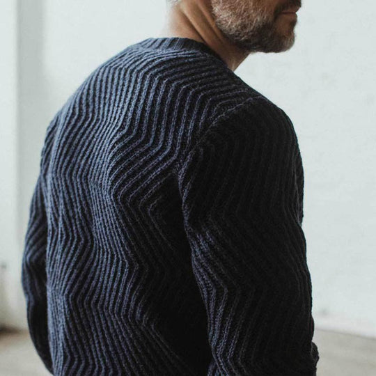 Herren strukturiertes Strickpullover mit feinem Wellenmuster R&B