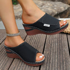 Damen Bequeme Wedge-Pantoletten R&B