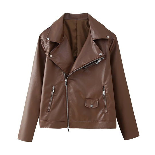 Damen Kunstleder Bikerjacke R&B