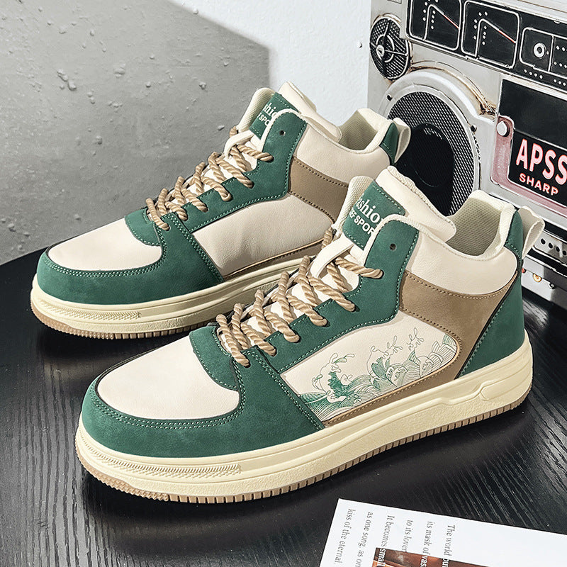 Damen sportive High-Top Sneakers mit floralem Design und rutschfester Sohle R&B