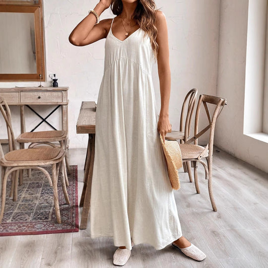 Damen Maxikleid mit feinen Trägern und fließendem Schnitt R&B