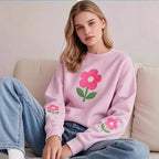Damen Sweatshirt mit farbenfrohem Blumenmotiv R&B
