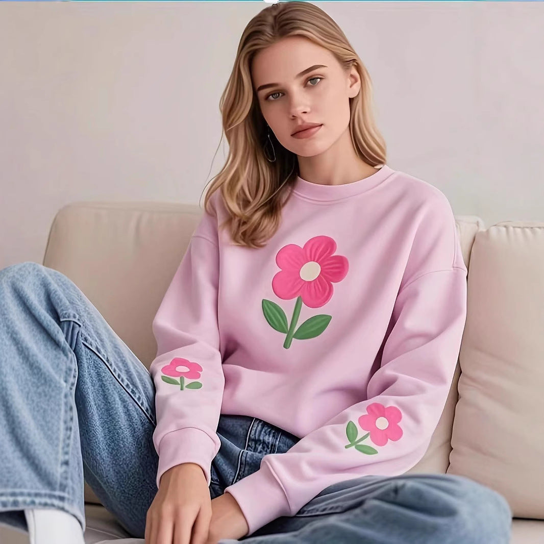 Damen Sweatshirt mit farbenfrohem Blumenmotiv R&B