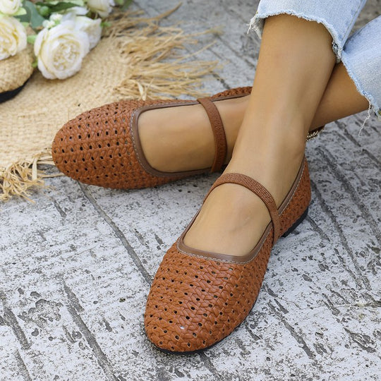 Damen geflochtene Ballerinas mit atmungsaktivem Design und komfortabler Sohle R&B