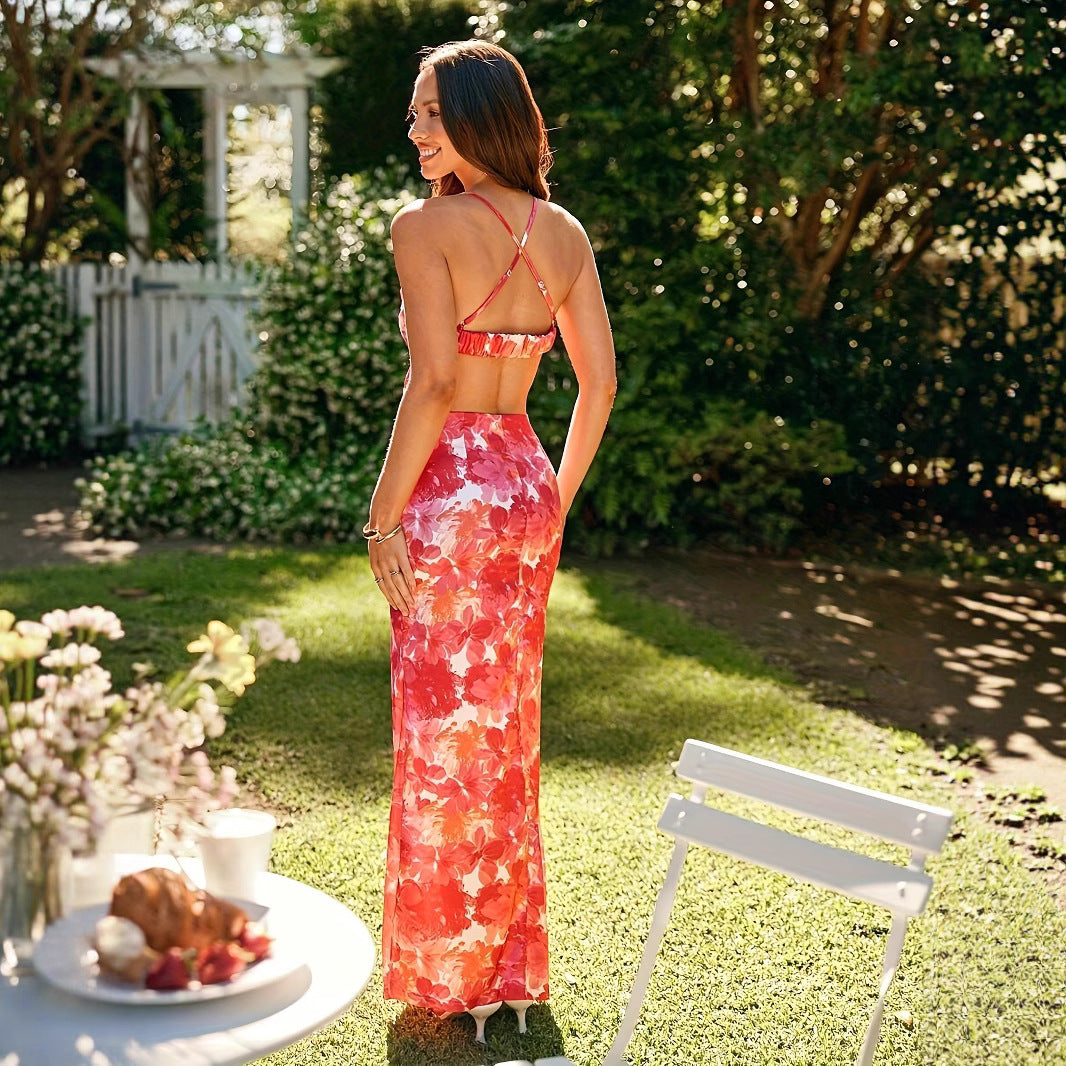 Damen Elegantes Sommerkleid mit Cut-Out-Details und floraler Musterung R&B
