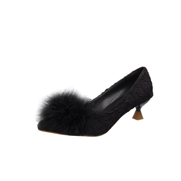 Damen elegante Pumps mit dekorativem Flausche-Akzent R&B