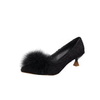 Damen elegante Pumps mit dekorativem Flausche-Akzent