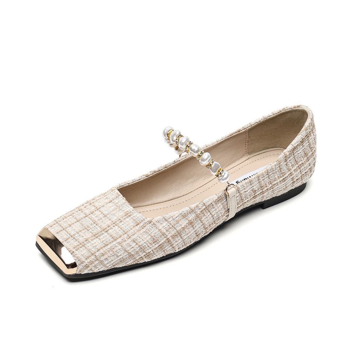 Damen Ballerinas mit eleganter Perlenapplikation und modischem Riemen