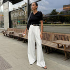 Damen Weite Anzughose mit Falten R&B