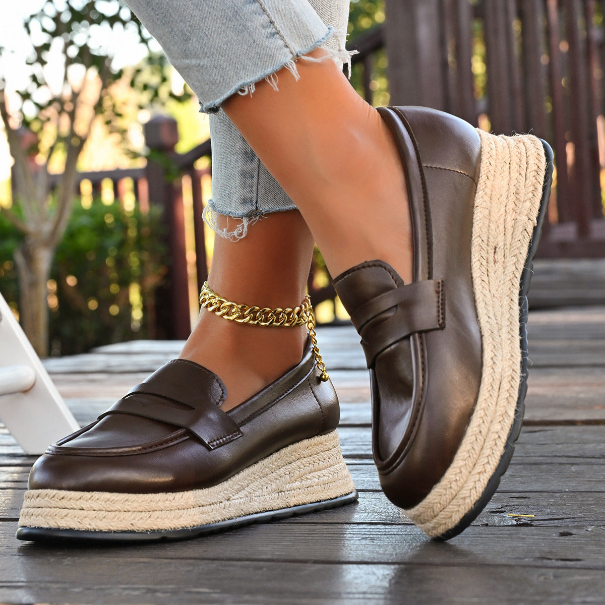 Damen Mokassins mit modischem Plateau und geflochtenem Detail R&B