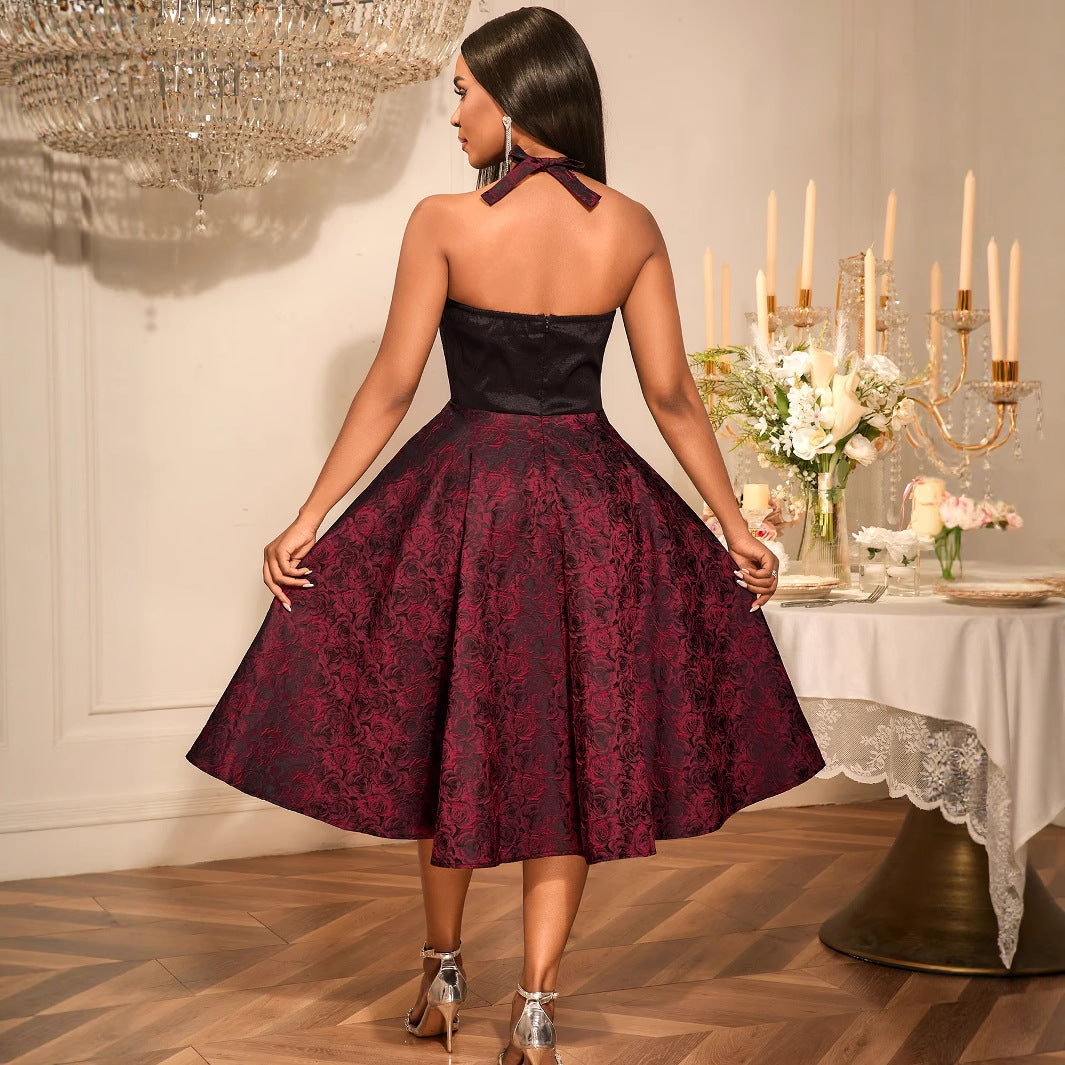 Damen Elegantes Cocktailkleid mit floralem Muster und schmeichelndem Taillengürtel R&B