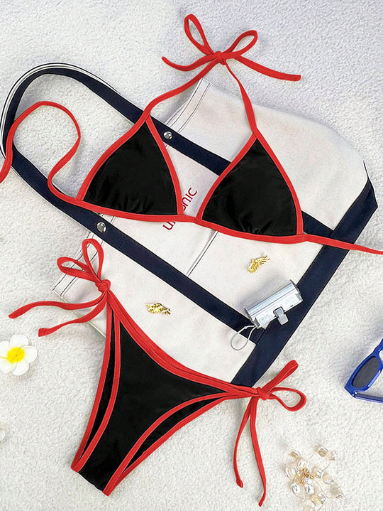 Damen Triangel-Bikini mit verspielten Schleifen R&B