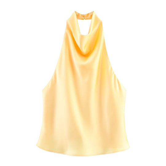 Damen elegantes Haltertop mit fließendem Schnitt und dekorativen Details R&B