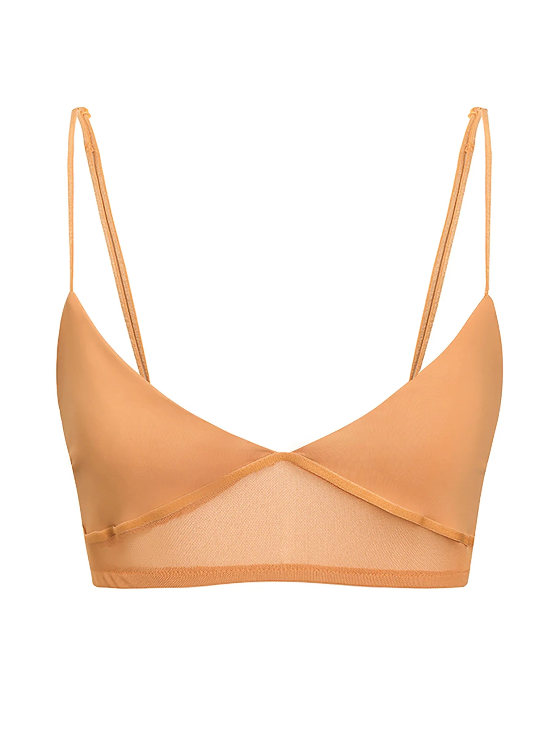 Damen nan bügelloser Soft-BH mit Mesh-Unterbrustband und verstellbaren Spaghettiträgern R&B