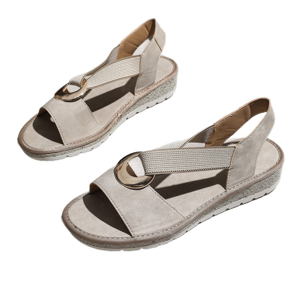 Damen Komfortable Sandalen mit Elastik-Riemen und modischem Ringdetail R&B