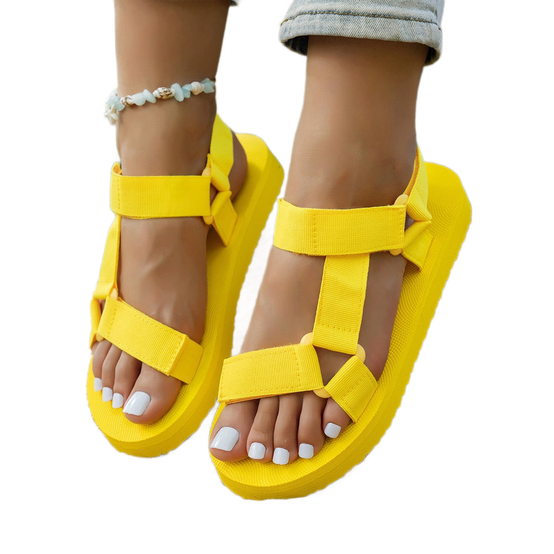 Damen Trendige und komfortable Sandalen mit buntem Riemchendesign R&B