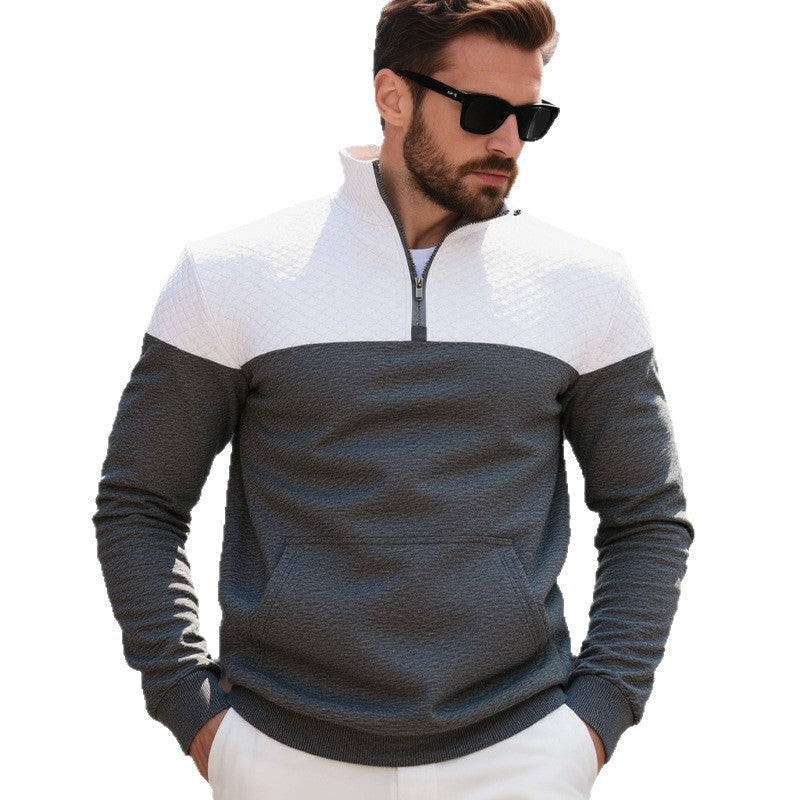 Herren Stepppullover mit halbem Reißverschluss und hochwertiger Verarbeitung R&B