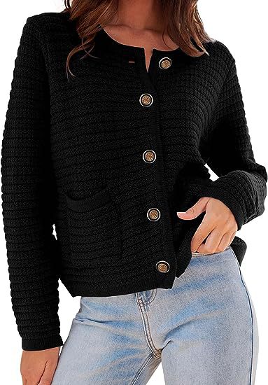 Damen Strickjacke mit dekorativen Knöpfen und praktischen Taschen R&B