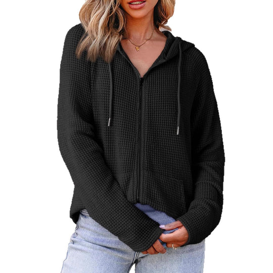 Damen Kapuzenjacke mit strukturierter Waffeloptik und praktischen Taschen R&B