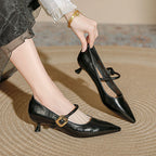 Damen elegante Riemchen-Pumps mit moderner Schnalle