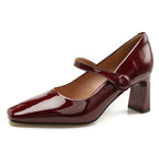 Damen elegante Pumps mit modischem Riemen und komfortablem Blockabsatz