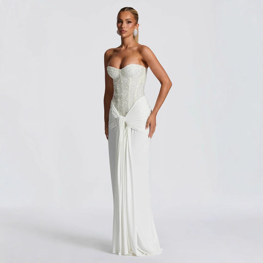 Damen Strapless Glamour- Abendkleid mit drapierter Taille R&B
