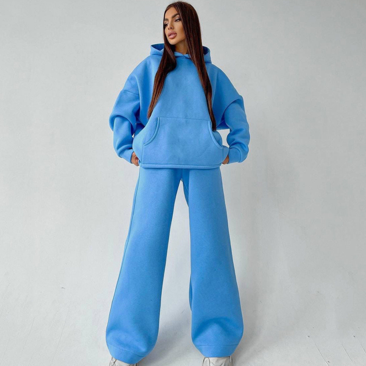 Damen lässiges Oversized Hoodie- und Wide Leg Hosen Set