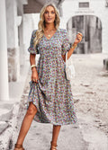 Damen Midikleid mit floralem Muster und A-Linien-Schnitt R&B