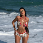 Damen Triangel-Bikini mit sportivem Shorty und animalischem Design R&B