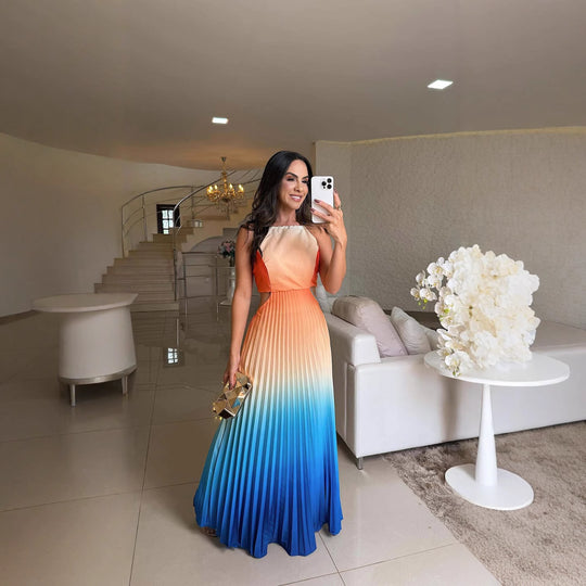 Damen Plissiertes Kleid mit Farbverlauf R&B