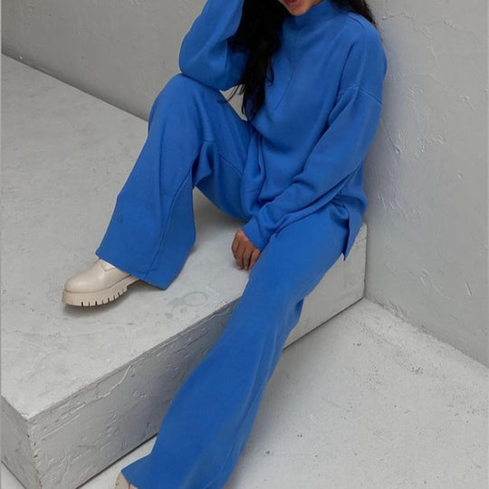 Damen Set aus gemütlichem Oversized-Pullover und lässiger Stoffhose R&B