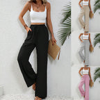 Damen Bequeme leichte Palazzo-Hose mit elastischem Bund und praktischen Taschen