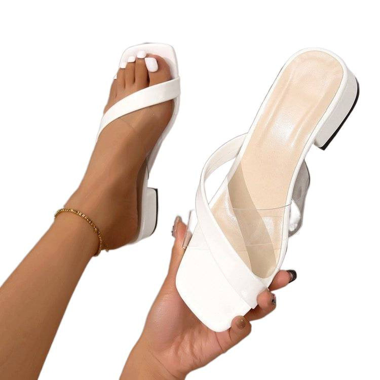 Damen transparente Slide-Sandalen mit modischem Riemendesign R&B