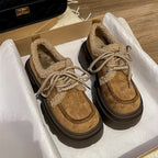 Damen Komfortable Sneakers mit flauschiger Kragen R&B