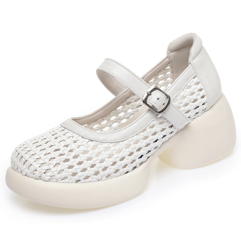 Damen Mary Jane Ballerinas mit modischem Flecht-Design und bequemer Sohle R&B