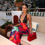 Damen figurbetontes Maxikleid mit floralem Muster und Spitze R&B
